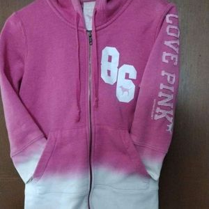 Victoria's Secret PINK                    pink and white ombre 3/4 sleeve hoodie